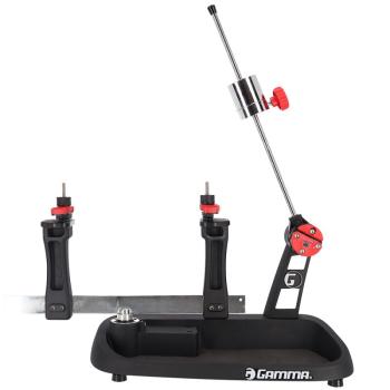 Gamma Momentum 2 stringing machine – compact manual stringer with drop-weight tension system and 2-point mounting